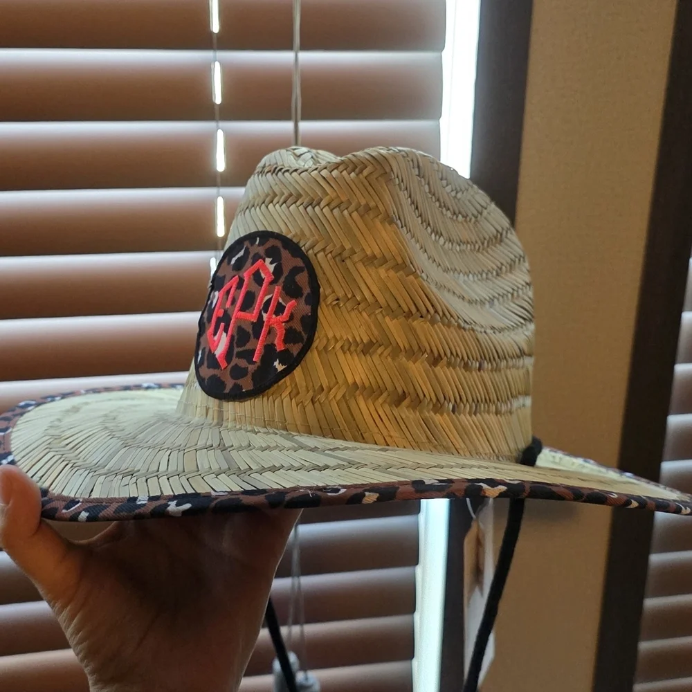 Leopard Print Kids Straw Hat